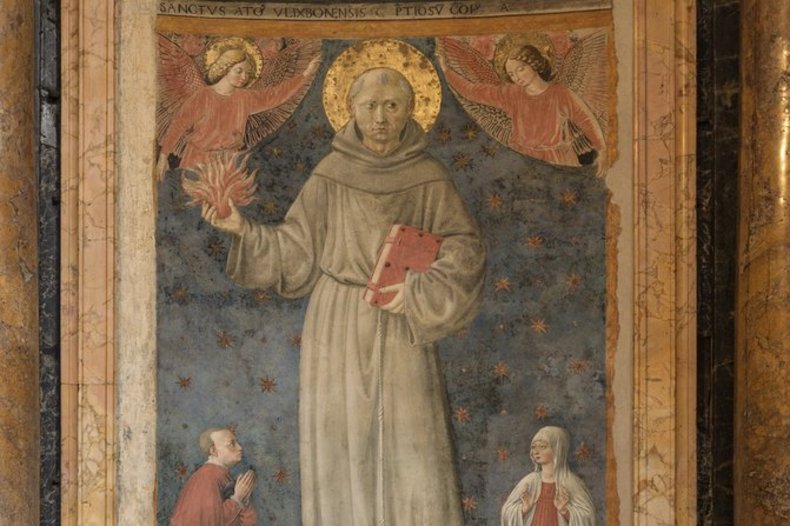 Saint Antoine de Padoue, 1450, fresque de Benozzo Gozzoli,  église Santa Maria in Aracoeli, Rome / ©CC0/wikimedia